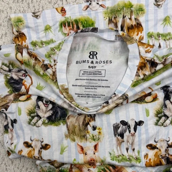 Bamboo Farm Animal Print Kids Pajama Set - Picture 2 of 4